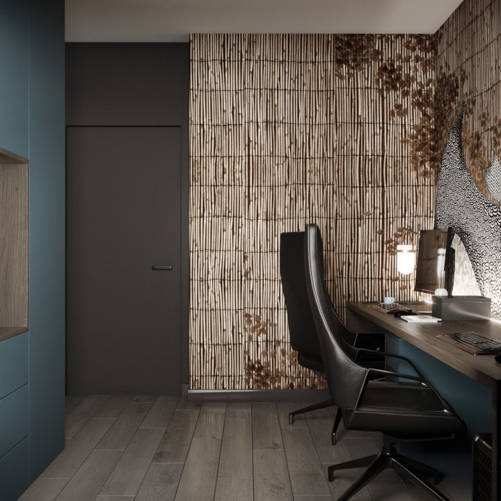 Domowe biuro w mieszkaniu w Warszawie, Białołęka, funkcjonalna i neutralna aranżacja