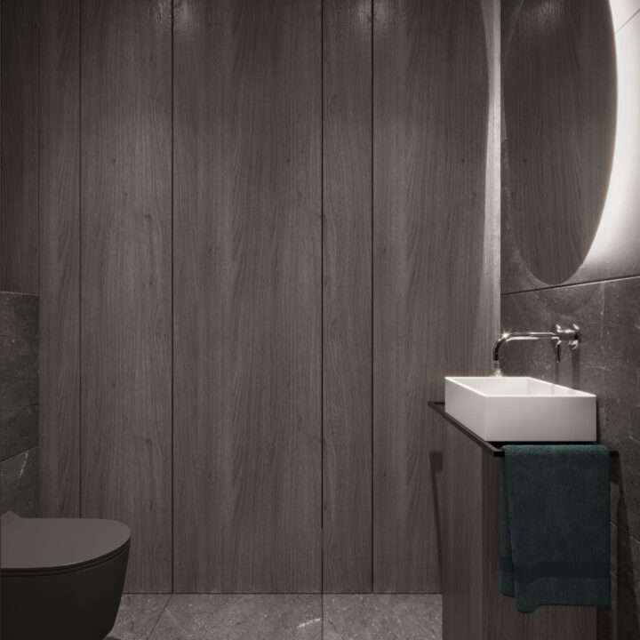 WC z ukrytą strefą pralni, przemyślane rozwiązanie w mieszkaniu na Białołęce