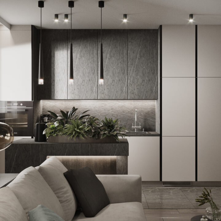 Kuchnia z zabudową na wymiar i jasnymi frontami, funkcjonalna aranżacja mieszkania w Warszawie