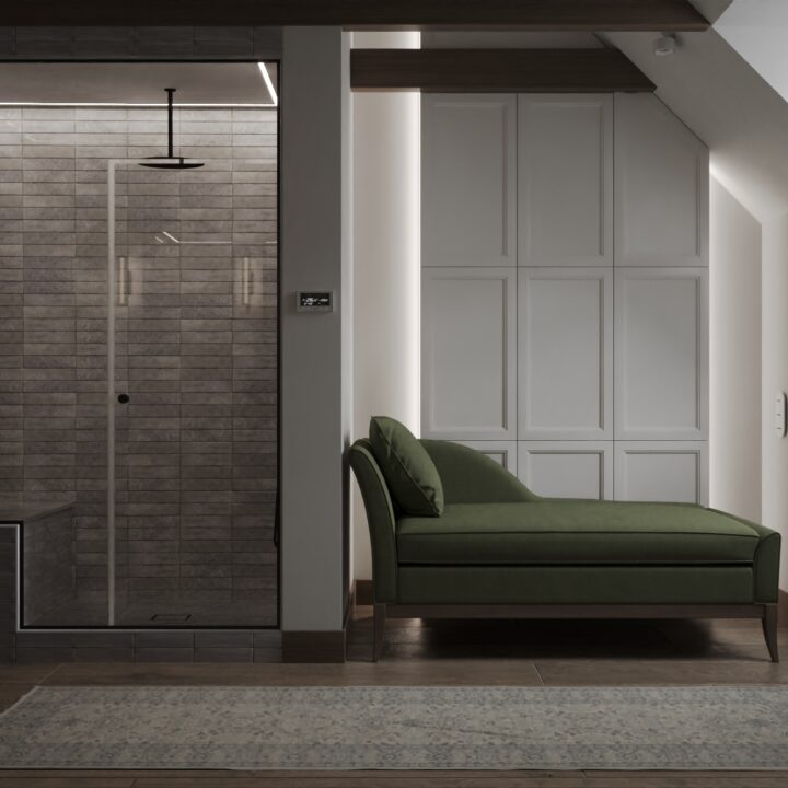 Sypialnia z zielonym akcentem – projekt wnętrza domu