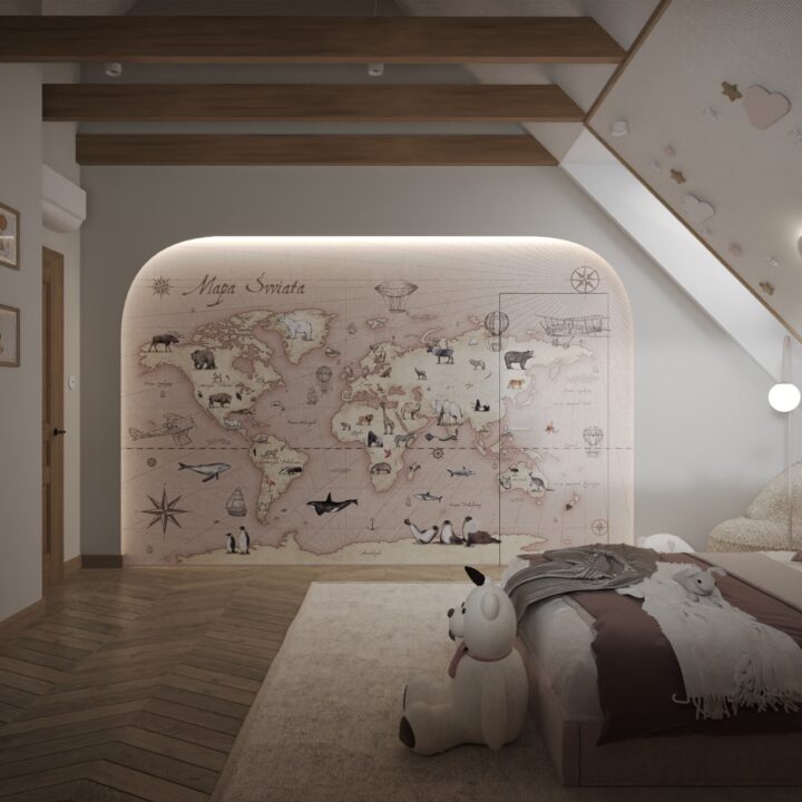 Pokój dziecięcy z tapetą – funkcjonalny projekt wnętrza