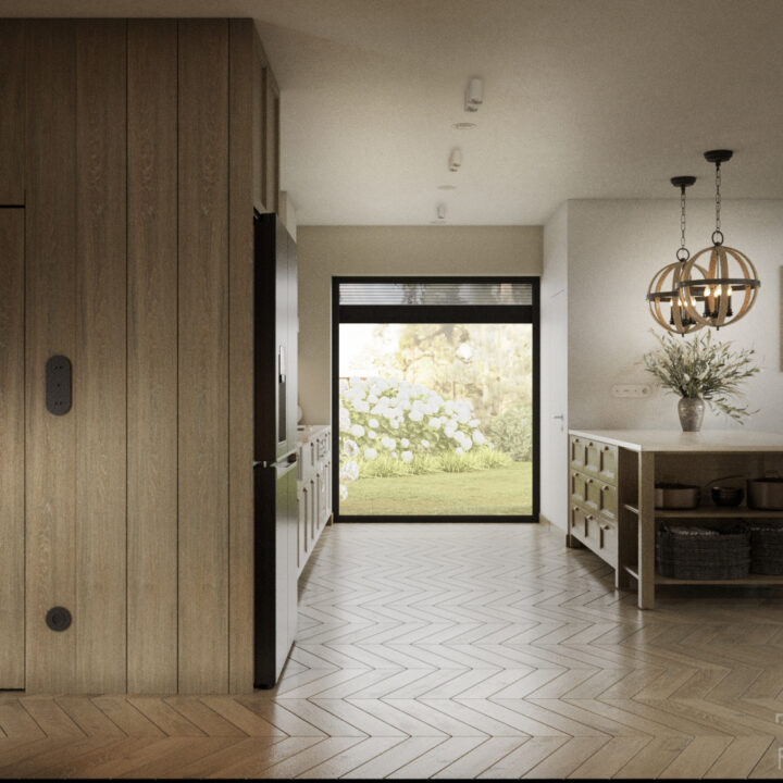 Kuchnia z wyspą – funkcjonalny projekt wnętrza domu jednorodzinnego