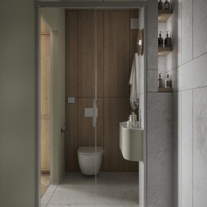 Kuchnia otwarta na salon, funkcjonalny układ i spójna kolorystyka mieszkania w Siedlcach