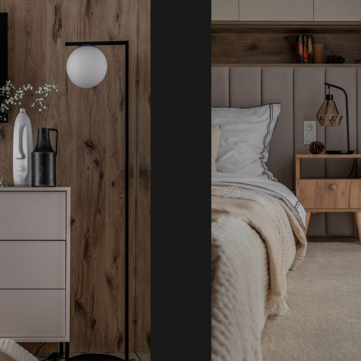 Sypialnia w mieszkaniu w Warszawie Ursus, spokojna aranżacja i naturalne materiały