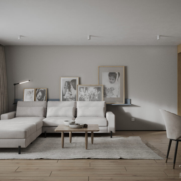 Salon z tapetą dekoracyjną – reprezentacyjna strefa dzienna domu jednorodzinnego Kuranów