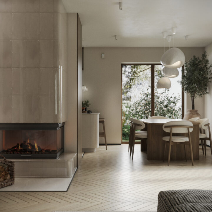 Jadalnia w stylu japandi ze stołem i krzesłami, naturalne materiały i spokojna estetyka domu